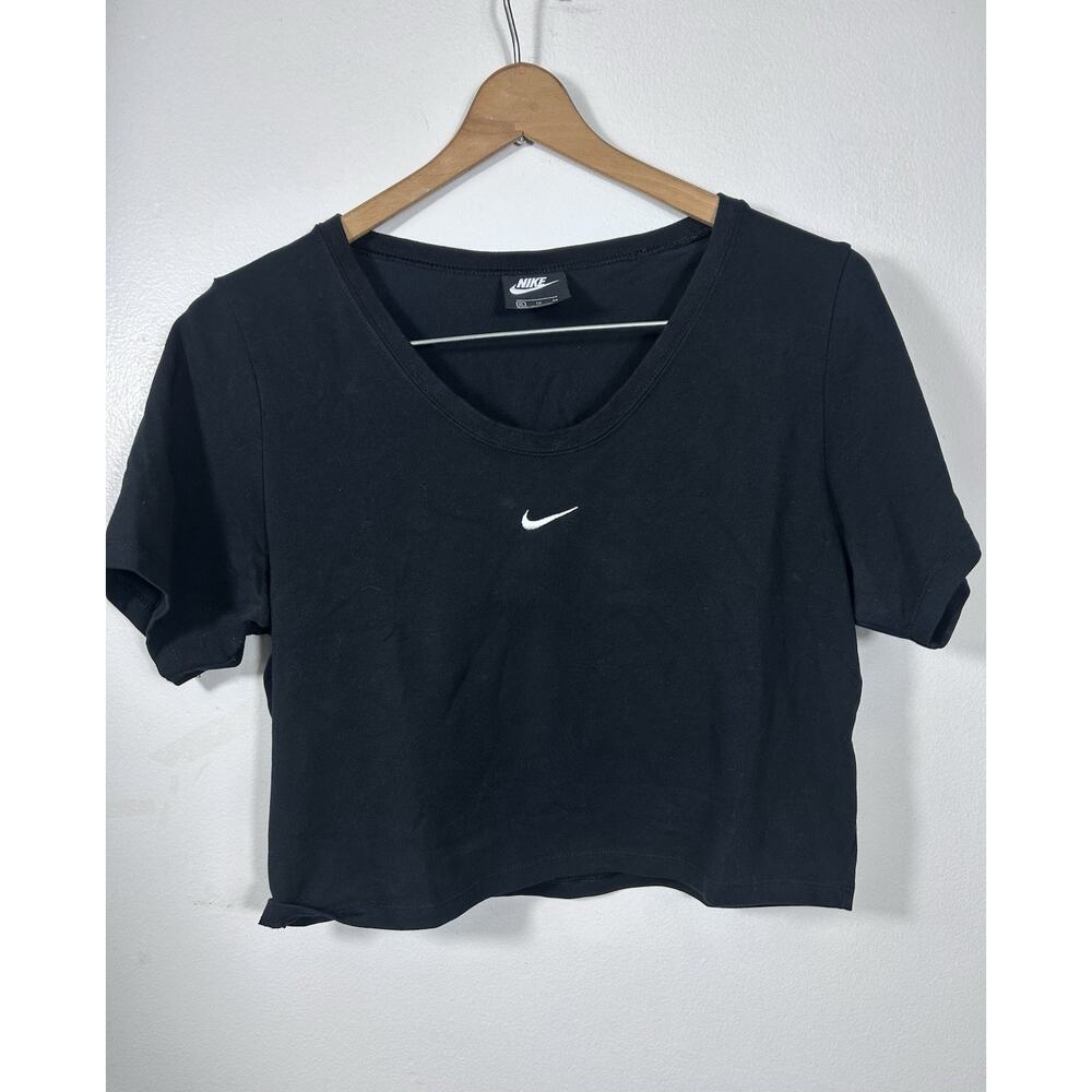 Nike Women's Short Sleeve Cropped Logo T-Shirt Black Size XL EUC